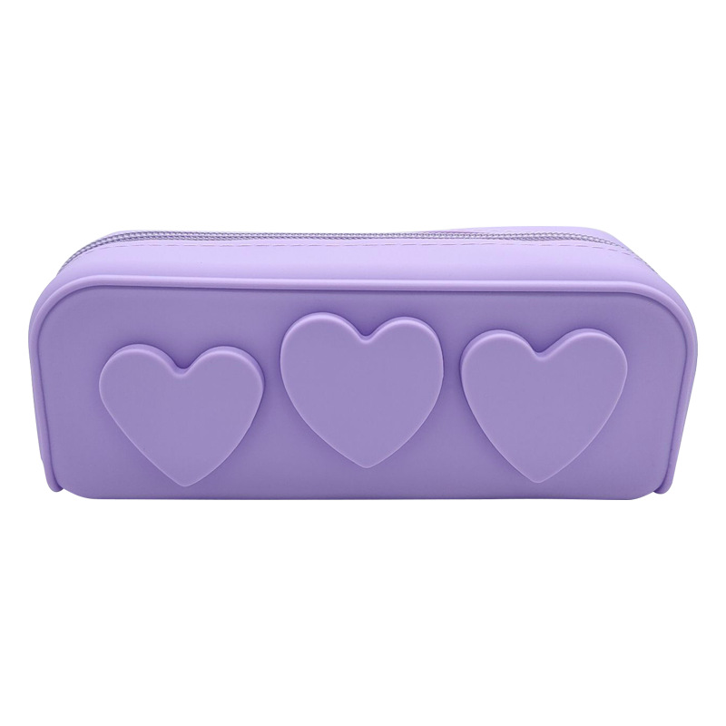 Love Silicona Estuche para lápices Estuche para almacenamiento de belleza Estuche para papelería Bolso de almacenamiento para viajes de ocio al aire libre Logotipo portátil