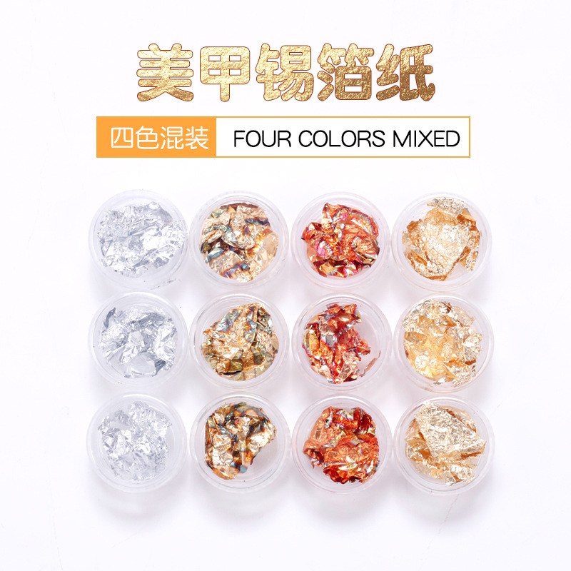 DIY nuevo arte de uñas japonés papel de aluminio de color lámina de oro lámina de plata decoraciones de uñas fototerapia pegatinas de uñas