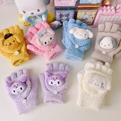 新型日韓カバー手袋女子冬学生のぬいぐるみとベルベットの保温露五指の暖かい手の卸売り手袋