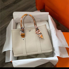 2024新款花園包時尚大容量手提單肩斜挎通勤包荔枝紋真皮女托特包