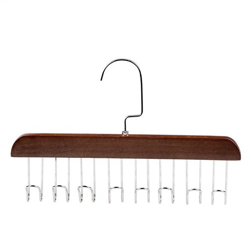 Multifunctional solid wood hanger hook underwear sling storage artifact wooden belt storage hanger 8 hook tie hanging