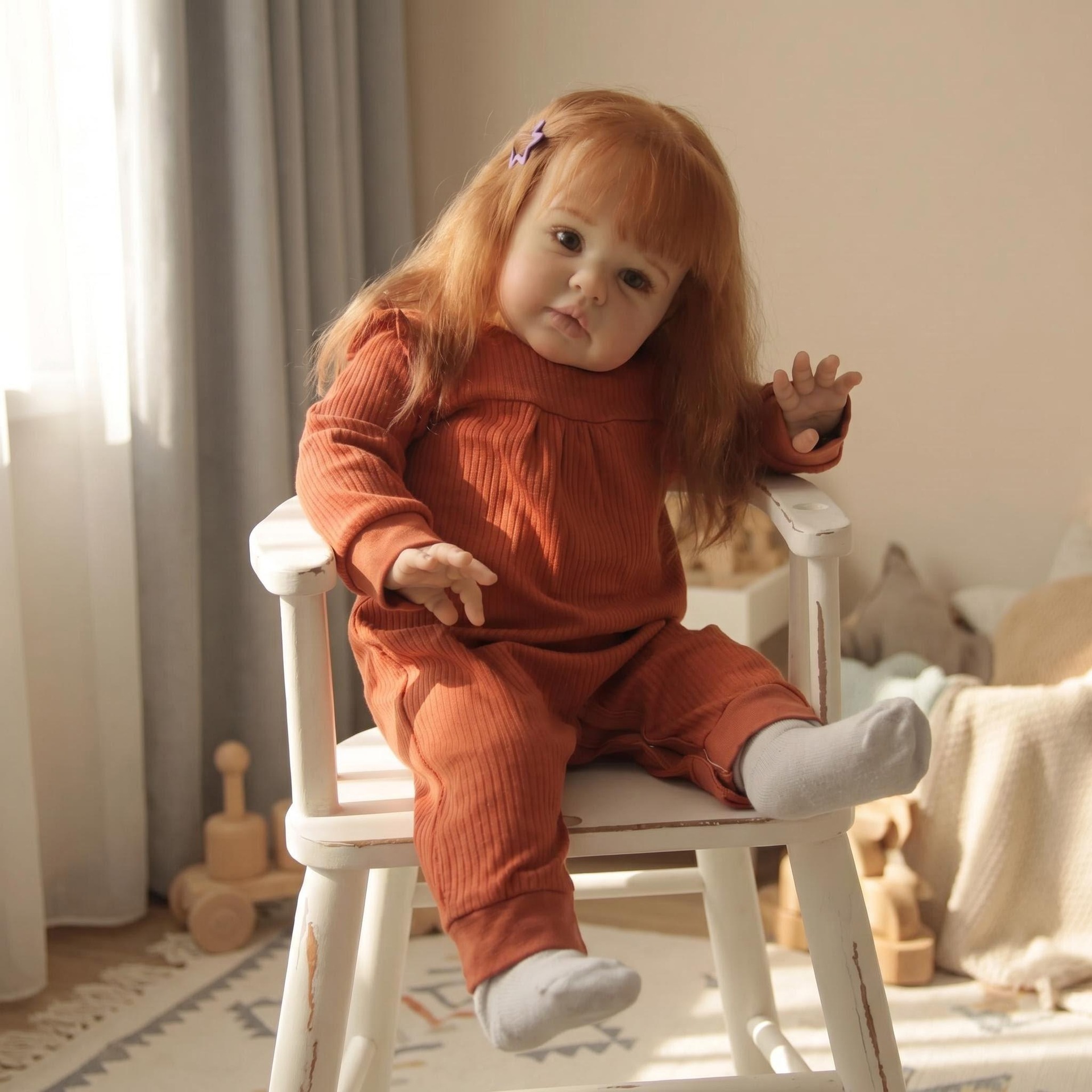 NPK24inch color caramelo jumping Ellie simulación niña renacer muñeca colección de suministro de comercio electrónico transfronterizo