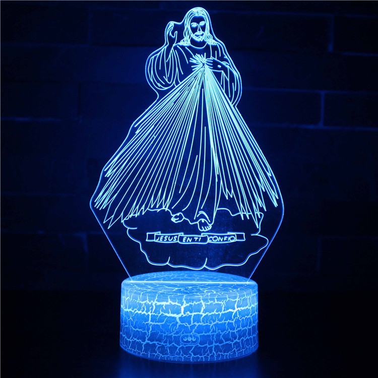 Luz de noche LED personalizada Jesús Virgen Ángel serie lámpara de mesa regalo creativo acrílico 3D noche luz al por mayor