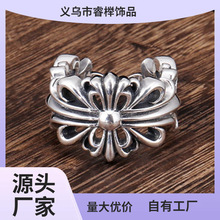 复古朋克重宽面抽象艺术开口做旧指环街头潮戒指男女戒子厂家批发