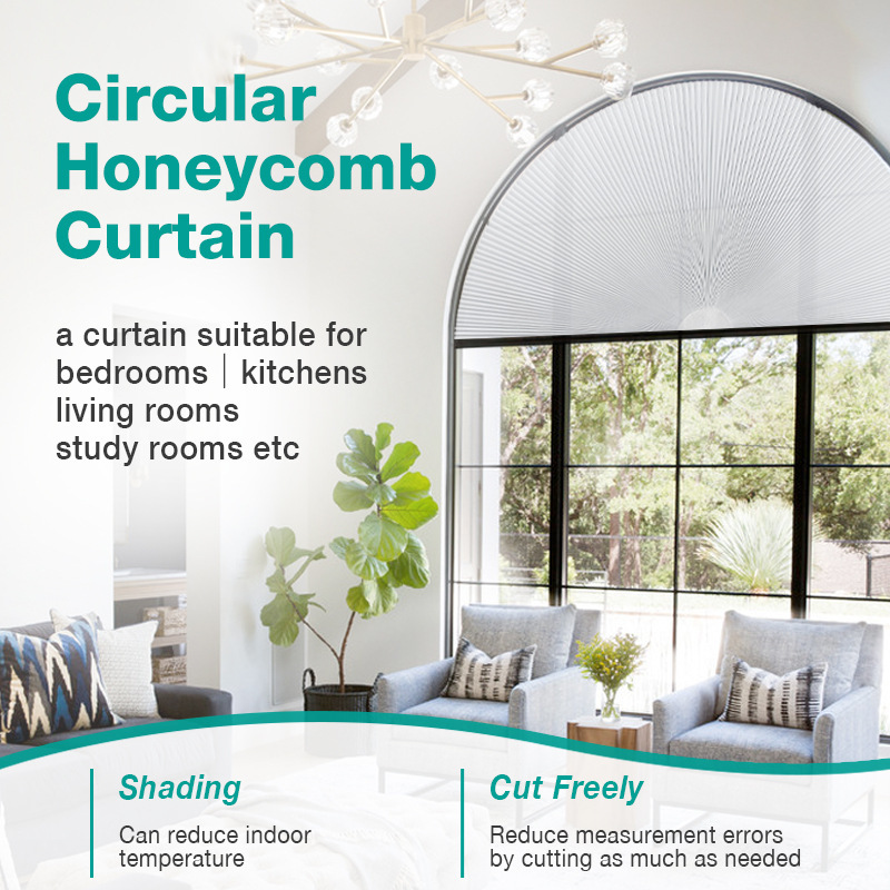 Cross-border Explosive Arc Window Honeycomb Curtain Semi-circular Simple Hundred-fold Curtain Cut Semi-shading Honeycomb Curtain