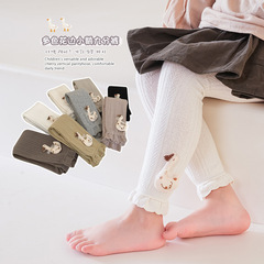 寶寶打底褲春秋薄款棉質女童秋季褲襪白色花邊打底襪小女孩連褲襪