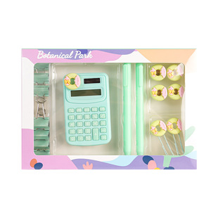Macaron Color Green Paper Clip Ticket Clip Binding Gel Pen Mini Computer Multi-Functional Stationery Combination Set