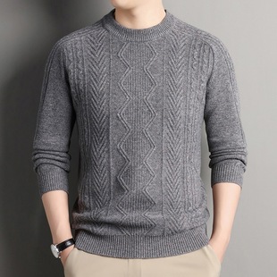 Men's Sweater Cashmere Sweater Half-turtleneck Top New 2024 Base Shirt Young and Middle-aged Wool Brand Winter Thickened