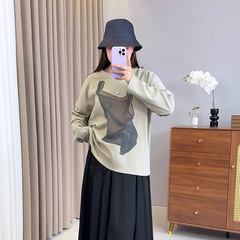 子元2025年秋季新品大码女装上衣加大美式复古圆领T恤W-236