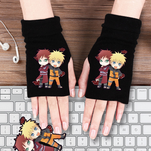 Naruto Sasuke Kakashi cute two-dimensional anime online game thickened gloves half palm half finger student