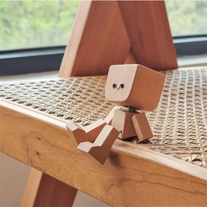 跨境新款Shaking Feet Wooden Doll木头人汽车装饰摆件|undefined