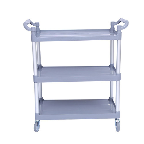 Large three-layer plastic cart snack cart push cart for street vending food cart three-tier with wheels ultra-large load capacity hotel
