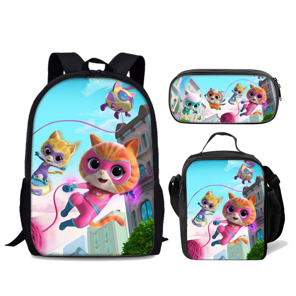 [跨境超级小猫战队 Superkitties小学生书包三件套动漫卡通背包]