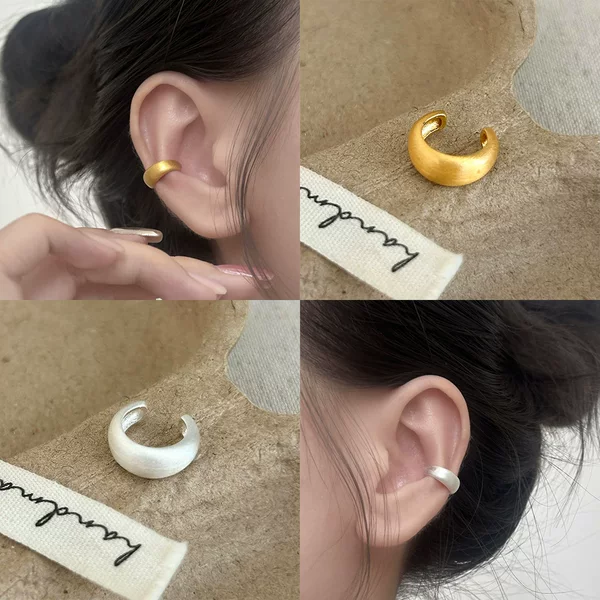 Cross-Border Simple Brushed Plain Hoop C-Shaped Ear Cuff Niche High-End Elegant Daily Versatile Stylish Commuter Earrings