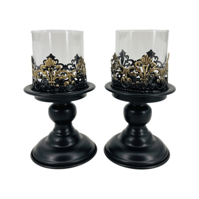 Vela grande retro estadounidense transfronteriza B & B Hotel Decoración suave Taza de vela de hierro forjado Accesorios de boda Porta de vela Adornos