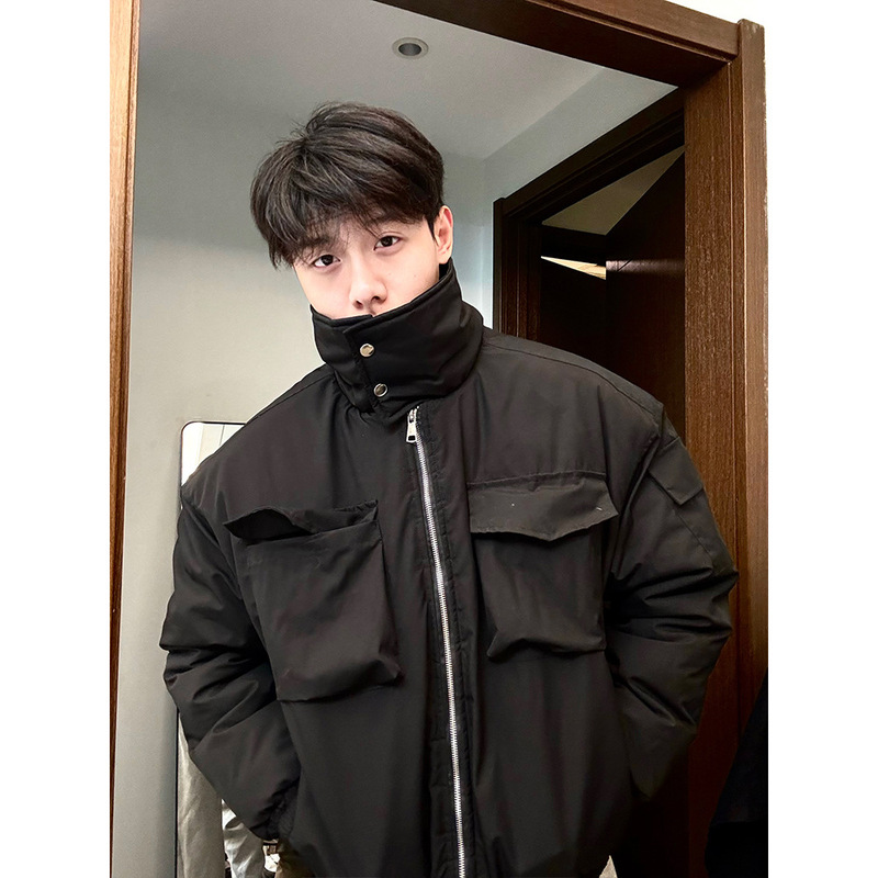 Bomber Short Light Cavalry Cotton Jacket Men's Winter Thickeneded American Bomber Jacket Stand Collar Workwear Cotton Jacket