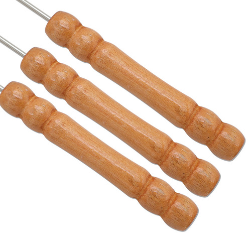 BBQ skewer combination set anti-scalding gourd small wooden handle barbecue skewers round skewers round needle barbecue skewers outdoor BBQ tools