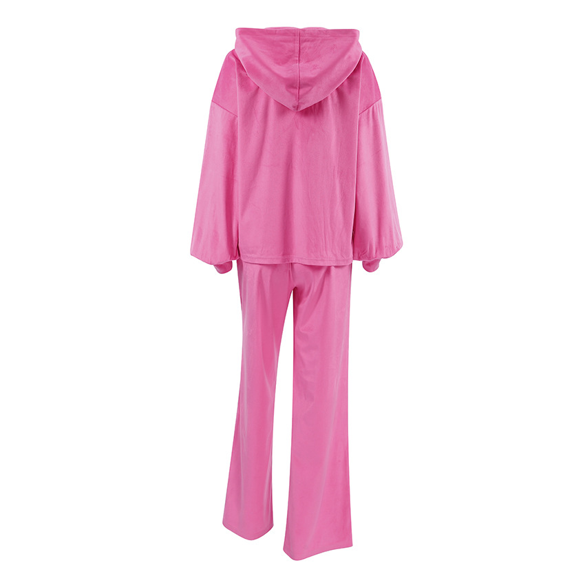 2024 hiver nouveau costume en velours mode européenne et américaine fermeture éclair à manches longues style sport pull à capuche costume décontracté_voghion.com