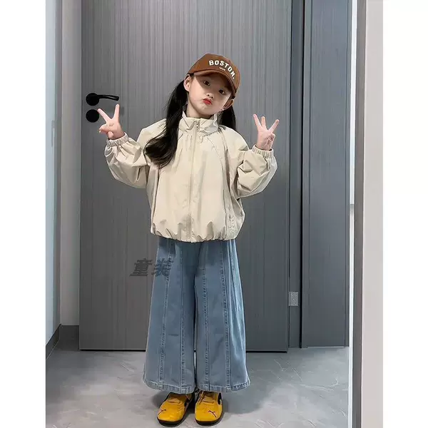 Girls' Stand-Collar Windbreaker Jacket 2026 Spring and Autumn New Stylish Children's Korean-Style Windbreaker Jacket