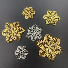 DIY古装饰品配件曹县古装凤冠头饰簪子步摇材料 手工新娘金色六叶