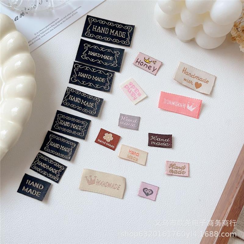 In-Stock Handmade Woven Labels, Woven Tags, Fabric Labels, Collar Labels, Floral Woven Labels, Hair Accessories, Adhesive Labels, Collar Labels, Washable Labels