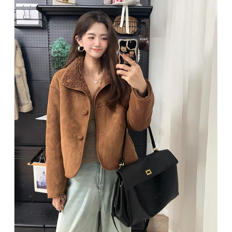 "Double-sided Looking Back" Super Explosions Short Double-sided Wear Lapel Full Wool Lamb Wool Anti-velvet Fur One