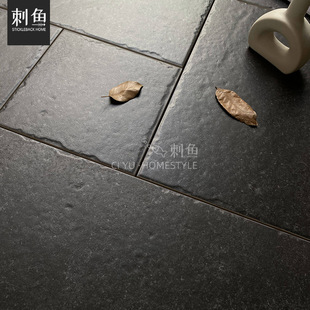 实木仿古庭院黑色中式客厅地砖莱姆石瓷砖板材户外防滑花坛园地铺-阿里巴巴