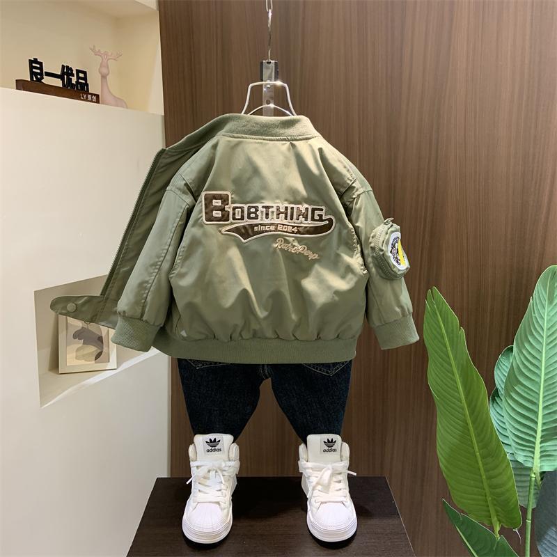 Boys' Baseball Jacket Spring and Autumn 2025 New Style Cool Children's Autumn Windbreaker Baby Pilot Jacket Trendy Boys' Baseball Jacket Spring and Autumn 2025 New Style Cool Children's Autumn Windbreaker Baby Pilot Jacket Trendy