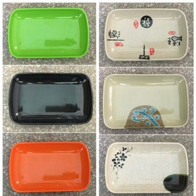 肠粉盘子盘10个装塑料烧烤火锅自助长方形小吃菜盘碟鱼盘密胺跨境