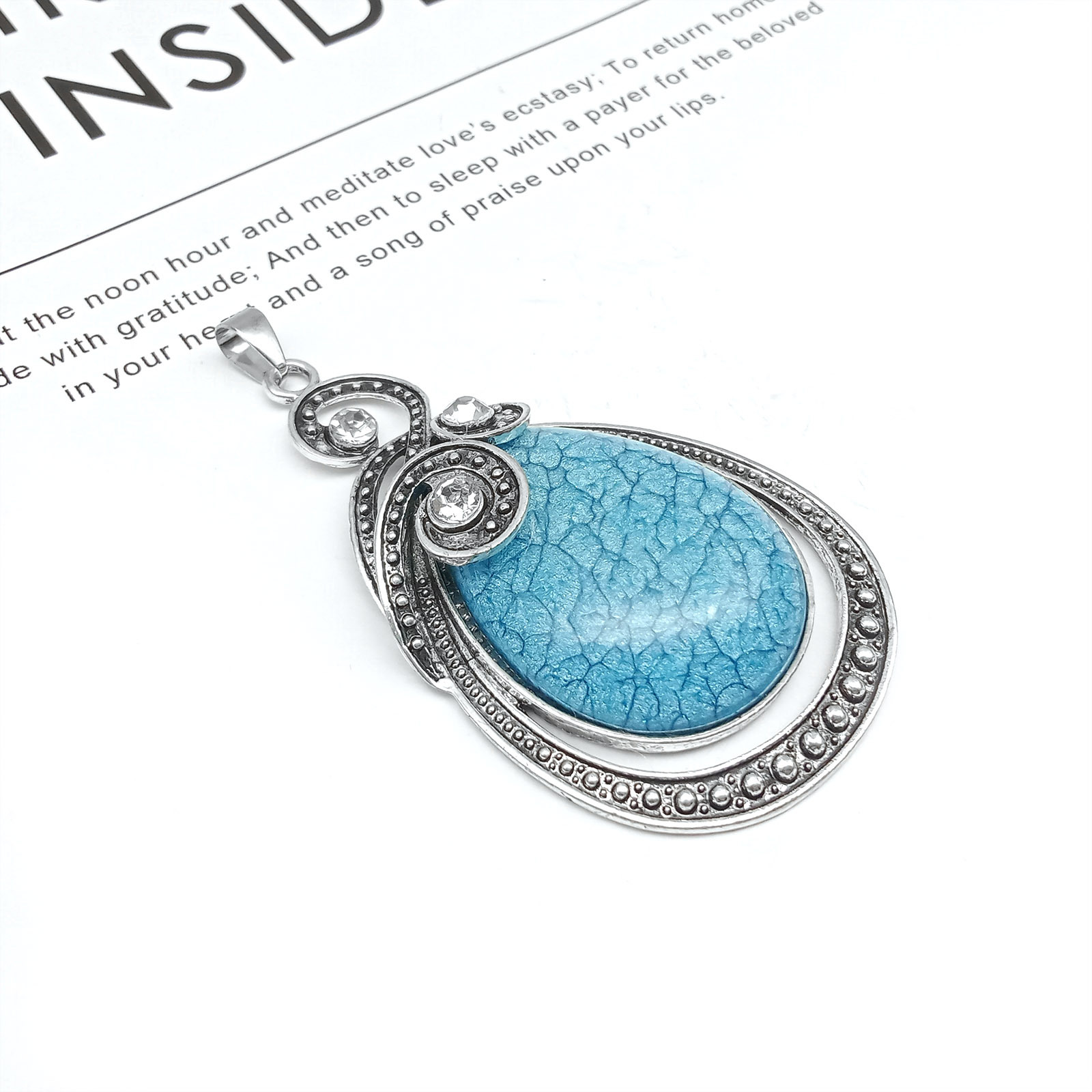 fashionable geometric blue stone inlay drop-shaped
