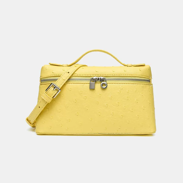 LP19 lunch box bag, Gigi style PU leather women's bag, autumn ostrich pattern handbag, single shoulder crossbody phone bag
