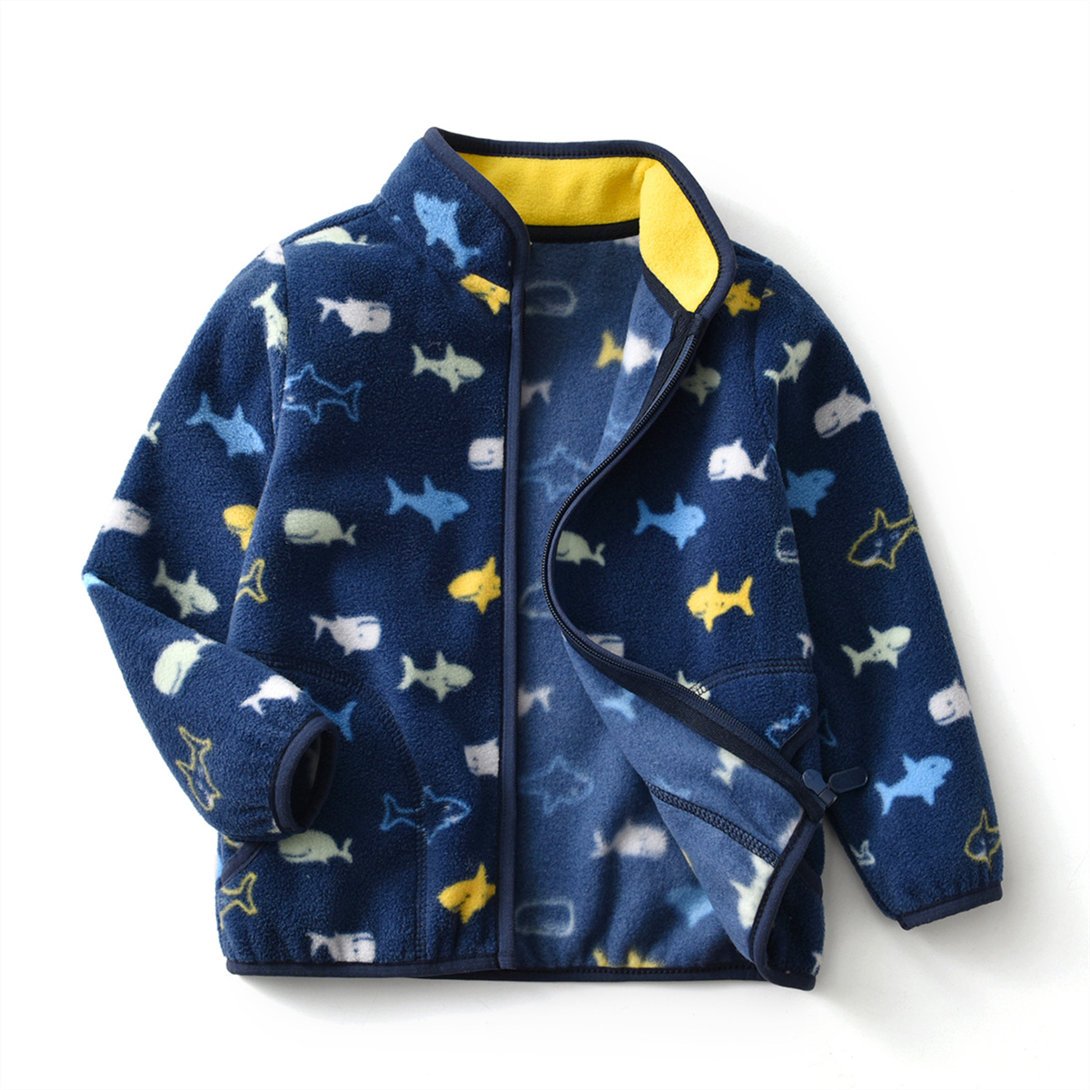 2022 Autumn New Boys Polar Fleece Jacket Cartoon Print Boys Stand Collar Jacket Dropshipping wy1599