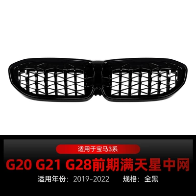 Suitable for 2019-2022 Bmw Bmw 3 Series G20 G21 G28 Starry Silver Black Streamer Grille Modification Parts (Zhongwang) - gypsophila-all-black-without-lights2019-2022