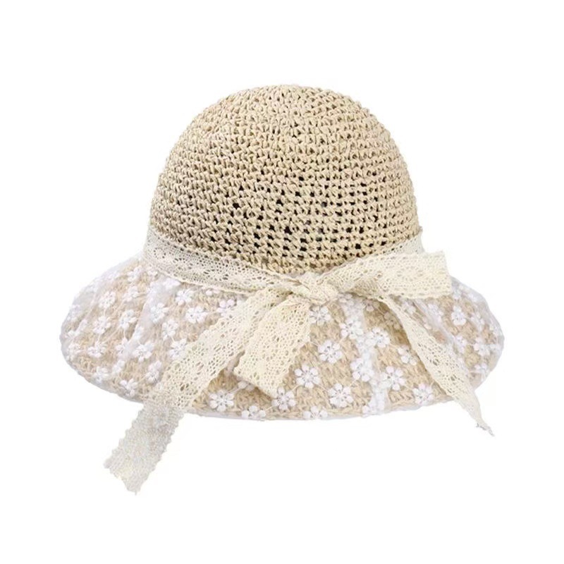 Straw Hat For Women New Style Japanese Style Small Fresh Lace Straw Hat Summer Travel Sun Hat Large Brim Beach Sun Hat_voghion.com