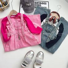 女童牛仔背带裤套装2024秋季新款时髦儿童网红秋款洋气女大童秋套