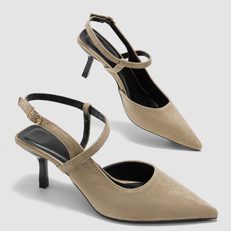 Cross-Border Open-Back Sandals for Women, Summer Hot-Selling Style, Thin High Heels, Single-Strap Buckle, Internet Celebrity Style, Women's Small Size Shoes