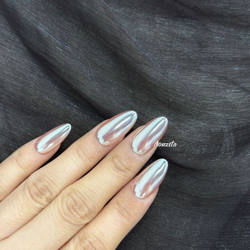 Aoshi Da Moonlight Champagne High-End Mirror European and American Ins Cross-Border Nail Art Aurora Hailey Handmade Wearable Nails