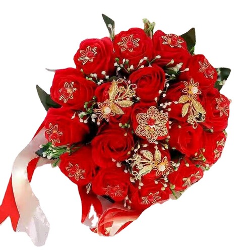 Bride's artificial rose bouquet, artificial artificial bouquet for photography, wedding props, wholesale Chinese style clothing