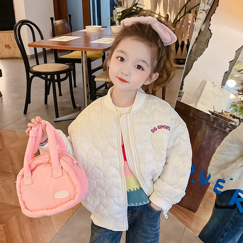 Girls Autumn and Winter Jackets  Western Style Baby Girl Padded Tops Girls Winter Clothes Cotton Clothes Children's Baseball Uniforms