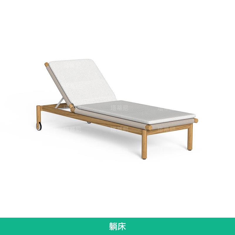 Sofá de teca al aire libre patio minimalista terraza jardín villa impermeable combinación de muebles de ocio solar image 17