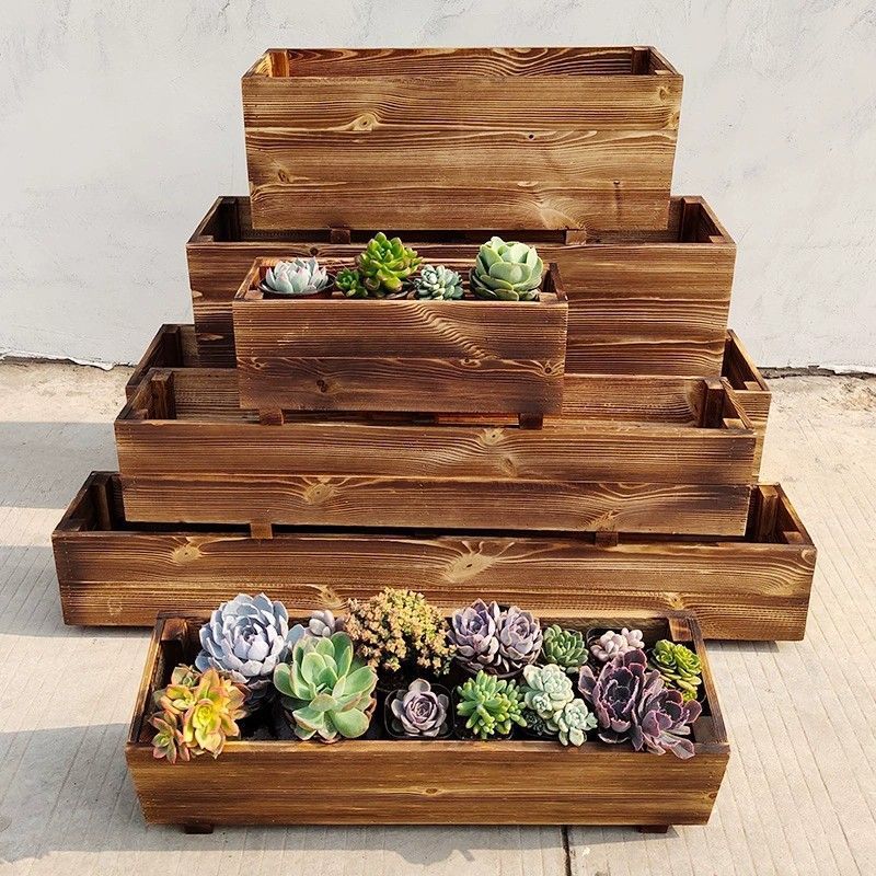 maceta de madera anticorrosiva al aire libre plantación de vegetales al aire libre una maceta de flores balcón caja de flores de madera maciza rectangular multicarbón canal