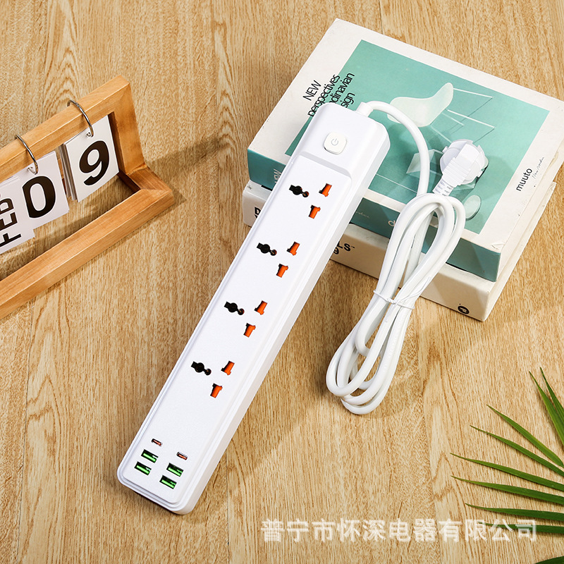 S60# 4USB黑白混装 盒子包装 欧插 美规110V 小英插外贸排插