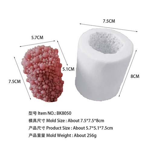 BK8038 3D Rose, Chrysanthemum, Pearl Column LOVE Craft Kit Candle Ice Block Silicone Mold