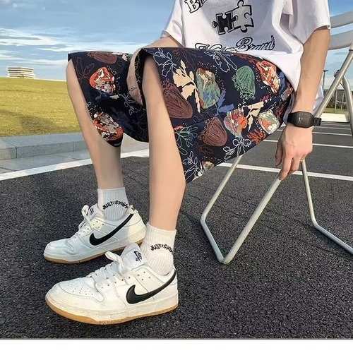 Beach Shorts Men's Summer Thin Model Streetwear Printed Swim Trunks Quick-Dry Loose Home Sleep Pants