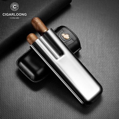 Cigar case portable moisturizing leather case business trip cow leather cigar bag 2 pack