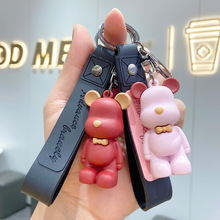 可爱北欧小熊钥匙链卡通公仔汽车钥匙挂件创意情侣饰品硅胶钥匙扣