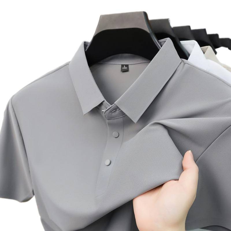 Nylon Seamless Short-Sleeved Men's Short-Sleeved Polo Summer Casual Top Thin Breathable Lapel New Style Half-Sleeved