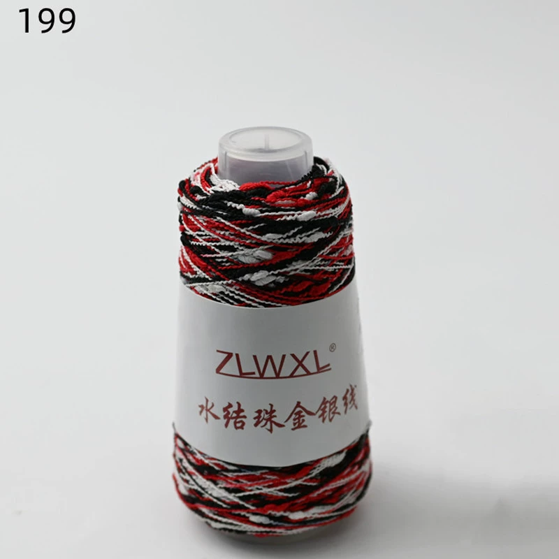 Woven silk threads handmade, 50 gram, gold and silver