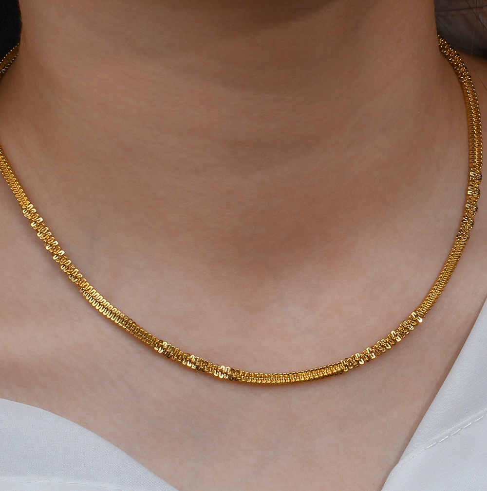 Women Lady Geometric Stainless Steel Necklace Geometry Plating Metal No Inlaid Stainless Steel Necklaces_colorza_8