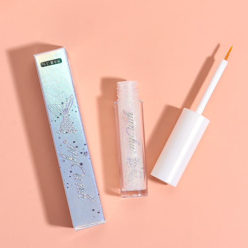 Factory Direct Sales Mermaid Star Flash Liquid Eyeliner Women's Silkworm Pen Eye Makeup Pearlescent Sequin Liquid Eyeshadow Waterproof Genuine
